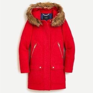 J. Crew - chateau parka in Italian stadium-cloth / Size:4 / Color: Red